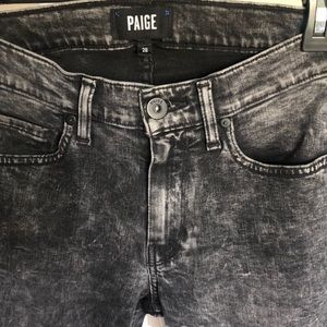 Paige Gray Dark Distressed Wash Denim Jeans